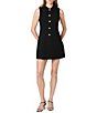 French Connection Azra Twill Collared Neck Sleeveless Structured Shift Mini Dress - Image 1
