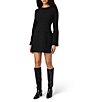 French Connection Azra Twill Crew Neck Long Sleeves A-Line Mini Dress - Image 1