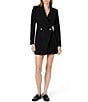 French Connection Azra Twill Pleated Skirt Notch Lapel Tux Mini Dress - Image 1