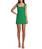 French Connection Birdie Linen Square Neck Sleeveless Mini Dress, Color:Green Tambourine - Image 1