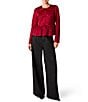 French Connection Carey Satin Boxy Bow Round Neck Long Sleeve Peplum Top - Image 3