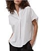 French Connection Cele Rhodes Point Collar Neck Short Sleeve Shirt, Color:Linen White - Image 1