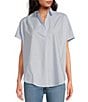 French Connection Cele Rhodes Point Collar Neck Short Sleeve Shirt, Color:Chalk Sky - Image 1
