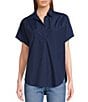 Color:Midnight Blue - Image 1 - Cele Rhodes Poplin Short Sleeve Point Collar Shirt