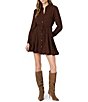 French Connection Chiffon Texture Plaid Printed Collared Long Sleeve Tie Waist Mini Dress - Image 1