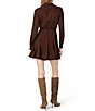 French Connection Chiffon Texture Plaid Printed Collared Long Sleeve Tie Waist Mini Dress - Image 2