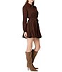 French Connection Chiffon Texture Plaid Printed Collared Long Sleeve Tie Waist Mini Dress - Image 3
