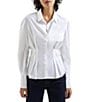 Color:Linen White - Image 1 - Conscious Rhodes Poplin Collared Neck Long Sleeve Button Up Shirt