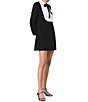 French Connection Crepe Collared Neck Bow Detail Shift Mini Dress - Image 3