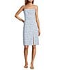 French Connection Echo Floral Print Straight Neck Sleeveless Crepe Dress, Color:Icy Blue Multi - Image 1
