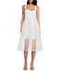 Color:Summer White - Image 1 - Embroidered Lace Sweetheart Neck Sleeveless Midi Dress