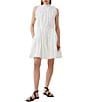 Color:Summer White - Image 1 - Emily Ruffle Mock Neck Keyhole Detail Sleeveless Tie Waist Tiered A-Line Dress