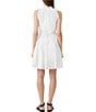 Color:Summer White - Image 2 - Emily Ruffle Mock Neck Keyhole Detail Sleeveless Tie Waist Tiered A-Line Dress