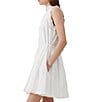 Color:Summer White - Image 3 - Emily Ruffle Mock Neck Keyhole Detail Sleeveless Tie Waist Tiered A-Line Dress