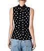 French Connection Ennis Satin Polka Dot Mock-Tie Neck Sleeveless Bow Top - Image 2