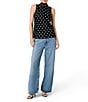 French Connection Ennis Satin Polka Dot Mock-Tie Neck Sleeveless Bow Top - Image 3