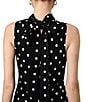 French Connection Ennis Satin Polka Dot Mock-Tie Neck Sleeveless Bow Top - Image 4