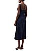 French Connection Ennis Satin V-Neck Sleeveless Lace Midi Dress, Color:Marine/Black - Image 2