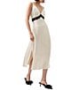 French Connection Ennis Satin V-Neck Sleeveless Lace Midi Dress, Color:Classic Cream - Image 1