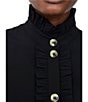 Color:Blackout - Image 4 - Era Poplin Collar Neck Short Sleeve Ruffle Romper