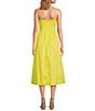 Color:Blazing Yellow - Image 2 - Florida Strappy Sweetheart Neck Sleeveless Side Pocket A-Line Midi Dress