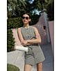 French Connection Gingham Round Neck Sleeveless Button Front Mini Dress, Color:Black Gingham - Image 6