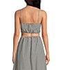 French Connection Gingham Square Neck Spaghetti Strap Ruched Crop Coordinating Top, Color:Black Gingham - Image 2