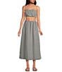 French Connection Gingham Square Neck Spaghetti Strap Ruched Crop Coordinating Top, Color:Black Gingham - Image 3