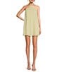 French Connection Halter Neck Sleeveless Sunburst Pleated Georgette Mini Dress, Color:Cornsilk Yellow - Image 1