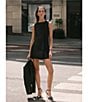 French Connection Harrie Suiting Double Breasted Crew Neck Sleeveless Button Front Mini Dress, Color:Black - Image 6