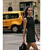 French Connection Harrie Suiting Double Breasted Crew Neck Sleeveless Button Front Mini Dress, Color:Black - Image 11