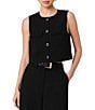 French Connection Harry Suiting Round Neck Sleeveless Button Front Boxy Top - Image 1