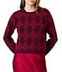 French Connection Koda Knit Argyle Jacquard Crew Neck Pullover Sweater - Image 1