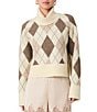 French Connection Koda Knit Argyle Jacquard Turtleneck Long Sleeve Sweater - Image 1