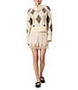 French Connection Koda Knit Argyle Jacquard Turtleneck Long Sleeve Sweater - Image 3