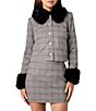 French Connection Leonie Tartan Plaid Faux Fur Collared Long Sleeve Button Front Coordinating Jacket - Image 1