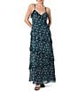 French Connection Marina Silky Chiffon Lucia Fleur Print Ruffle V-Neck Sleeveless Maxi Dress - Image 1