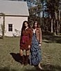 French Connection Marina Silky Chiffon Lucia Fleur Print Ruffle V-Neck Sleeveless Maxi Dress - Image 5