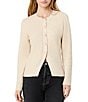 French Connection Marley Knit Jewel Neck Long Sleeve Button Front Top - Image 1