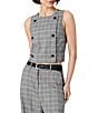 French Connection Matteo Plaid Suiting Round Neck Sleeveless Double Breasted Coordinating Top - Image 1