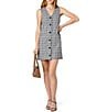 French Connection Matteo Plaid Suiting V-Neck Sleeveless Button Front A-Line Mini Dress - Image 1