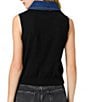 French Connection Maxime Knit Denim Collared Sleeveless Sweater Vest Top - Image 2