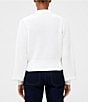 Color:Winter White - Image 2 - Mozart Point Collared V-Neck Long Balloon Sleeve Relaxed Sweater