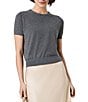 French Connection Nola Fine Knit Round Neck Short Sleeve Sweater - Image 1