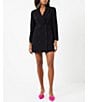 Color:Black - Image 1 - Notch Collar Long Sleeve Whisper Blazer Dress