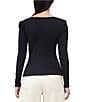 Color:Blackout - Image 2 - Sonya Ribbed Sweetheart Neck Long Sleeve Top