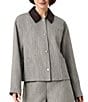 French Connection Speckled Herringbone Suiting Collared Long Sleeve Cropped Jacket - Image 1
