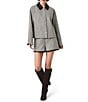 French Connection Speckled Herringbone Suiting Collared Long Sleeve Cropped Jacket - Image 3