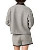 French Connection Speckled Herringbone Suiting Collared Long Sleeve Cropped Jacket - Image 2