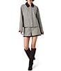 French Connection Speckled Herringbone Suiting Collared Long Sleeve Cropped Jacket - Image 3